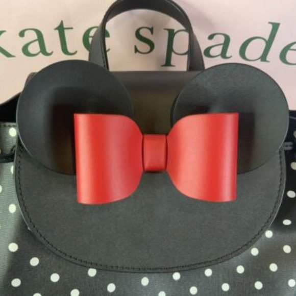 Kate Spade X Disney Minnie Mouse Black - White Polka Dot Backpack - Medium Size - Picture 4 of 8